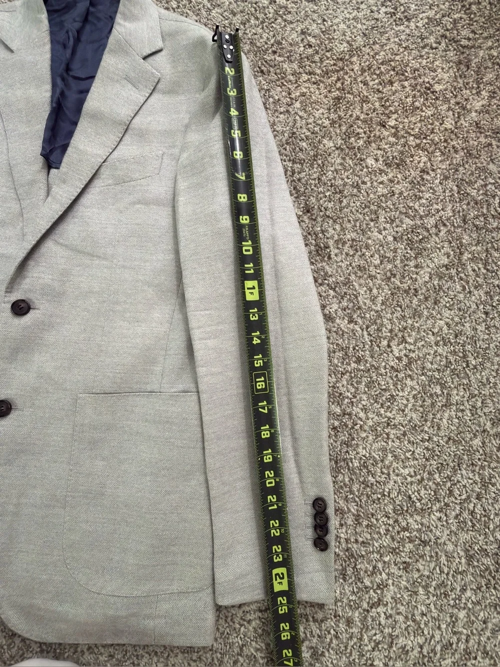 Suitsupply Light Grey Havana Patch HL Wool Sport Coat Size 36R  Angelico Fabric